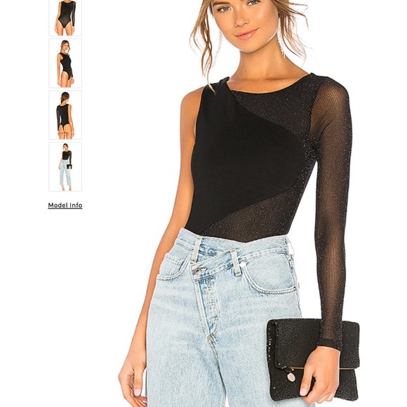 h:ours Tops - h:ours Secrets One Sleeve Sheer Cutout Bodysuit